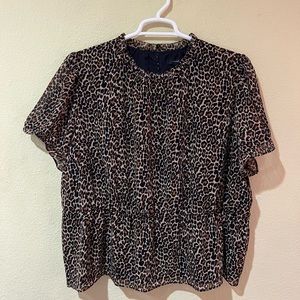 J. Crew animal print top peplum elastic waist plus size 3X lined e1